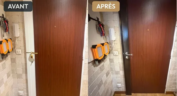 Remplacement de serrure carénée, avant et après